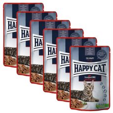 Kapsička Happy Cat MEAT IN SAUCE Culinary Voralpen-Rind / Hovädzie, 6 x 85 g