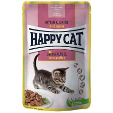 Kapsička Happy Cat MEAT IN SAUCE Kitten & Junior Land-Geflügel / Hydina 85 g