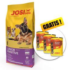JOSIDOG Junior Sensitive 15 kg + 3 konzervy ZADARMO